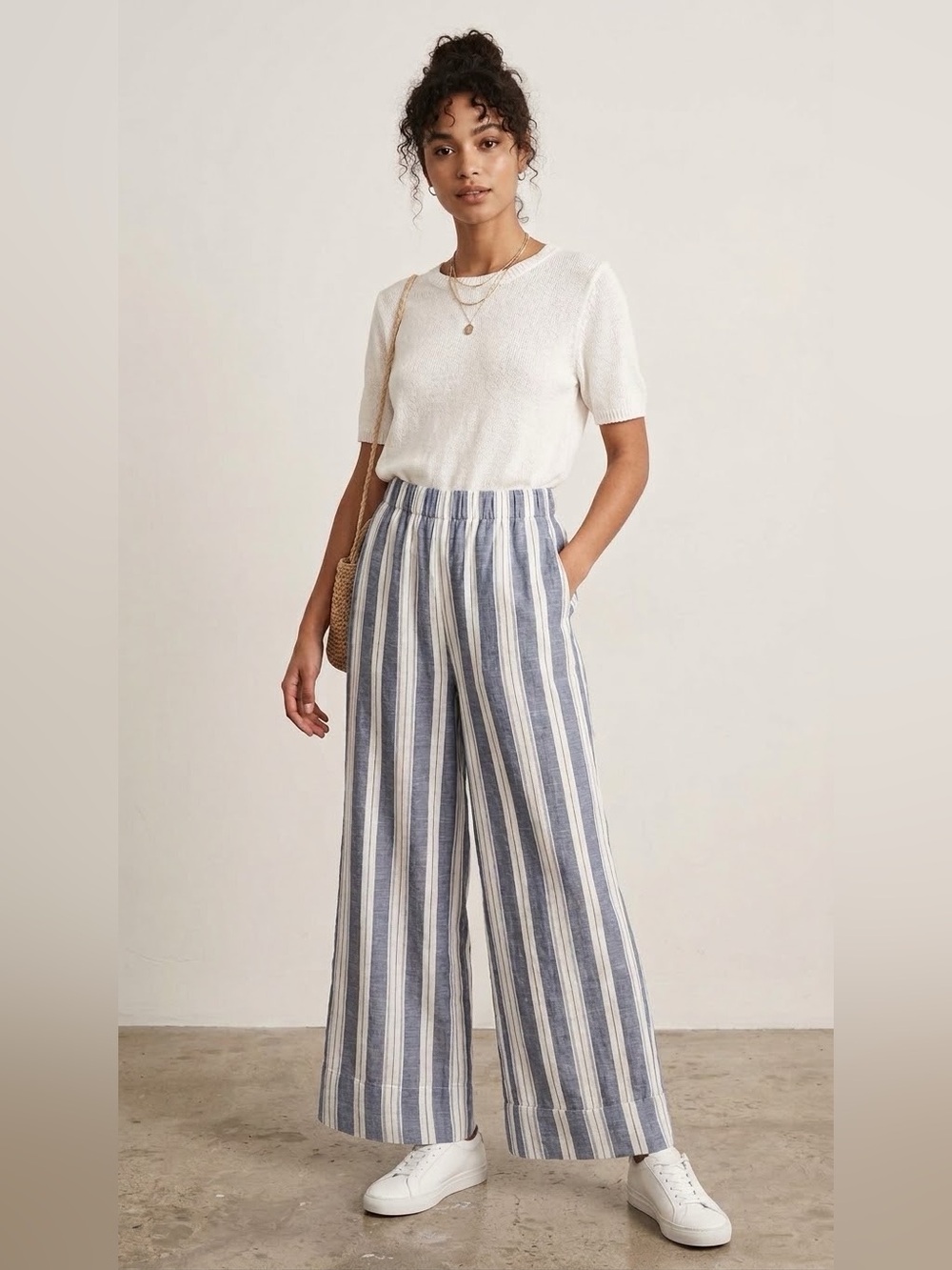 Old Navy High Waist Striped Wide-Leg Pants